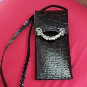 Vintage Brighton  Croc-Embossed Metropolitan Vertical Clutch Crossbody  Bag